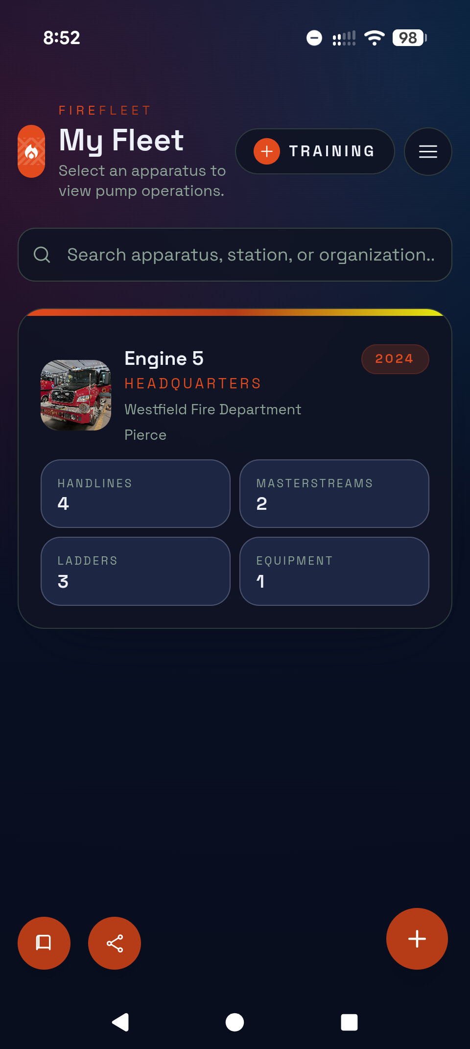 View your entire fleet and apparatus details at a glance.